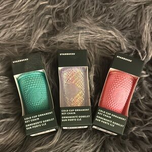 Starbucks Cold Cup Ornament Set - Teal, Silver, Pink